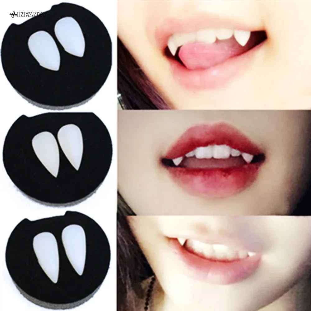 Realistic Vampire Fangs Kit – Custom 15mm & 19mm Cosplay Dracula Teeth Props with Storage Case, Professional Halloween Monster Costume Accessories