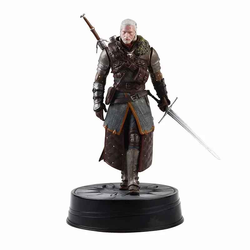 The Witcher 3: Wild Hunt Geralt of Rivia Action Figure – Grandmaster Ursine Armor 24cm Statue, White Wolf Collectible Figurine with Display Box