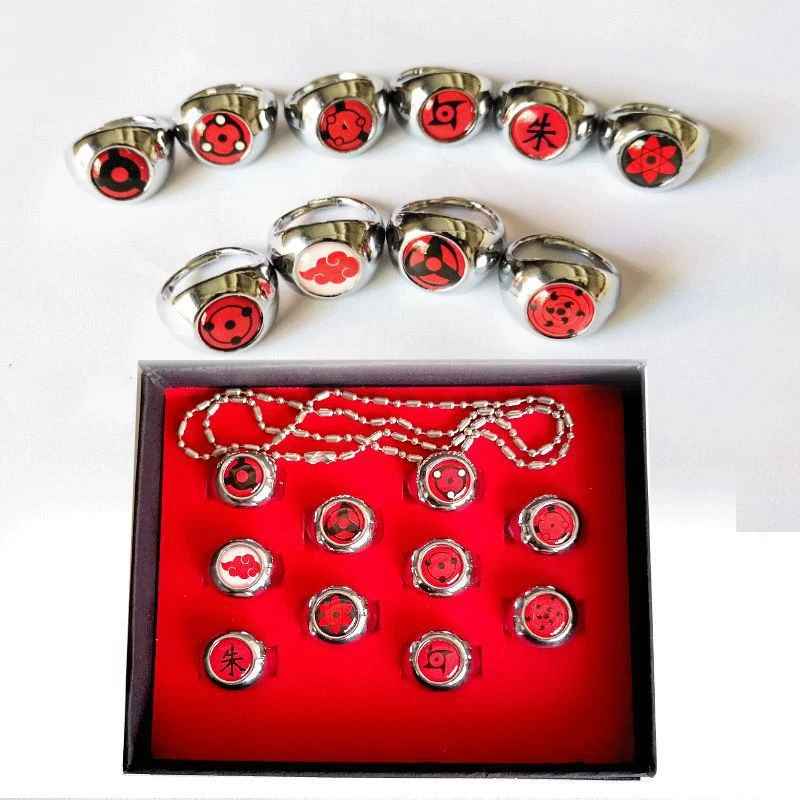 Naruto Akatsuki & Sharingan Ring Collection – Premium Metal Rings with Display Box