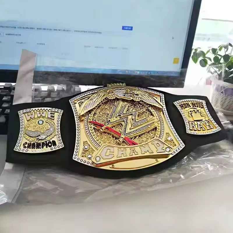 Premium Wrestling Championship Replica Belt – Full Size Gold Title Plate, Commemorative Pro Wrestling Fan Collectible
