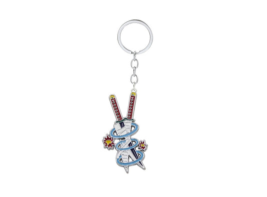 Demon Slayer "Tengen Uzui" Dual Nichirin Cleavers Premium Metal Keychain