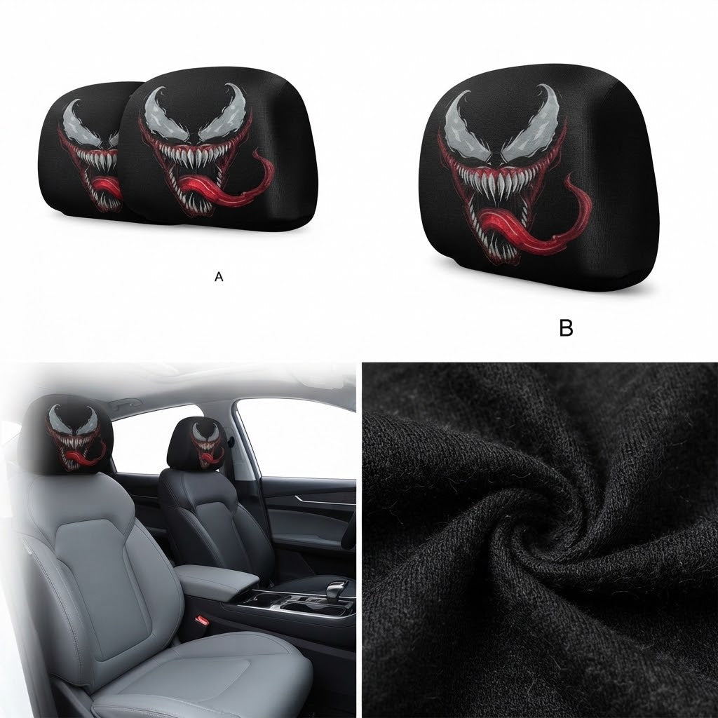 Spooky & Pop Culture Stretchable Car Headrest Cover Protectors - Choose Your Design