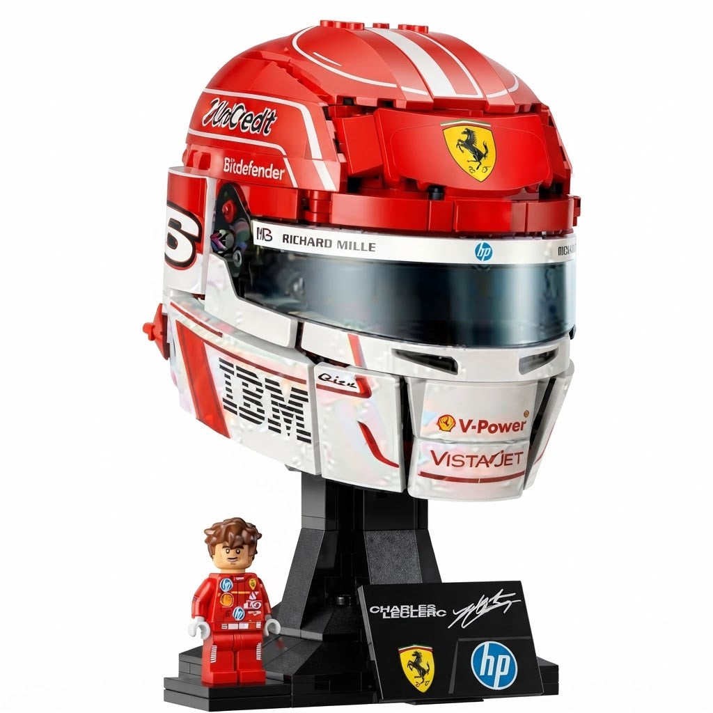 Scuderia Ferrari Charles Leclerc Helmet Building Set – Collector F1 Brick Model (886 Pieces)