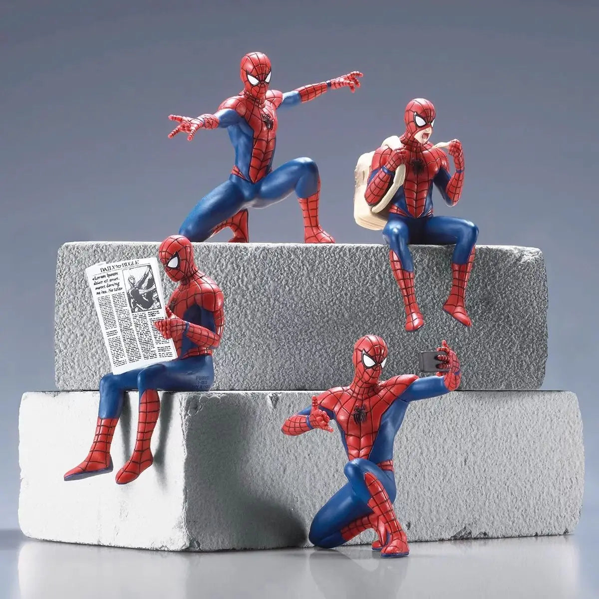 MARVEL SPIDER MAN "DAILY LIFE" MINI ACTION FIGURE SET (4-PIECE)
