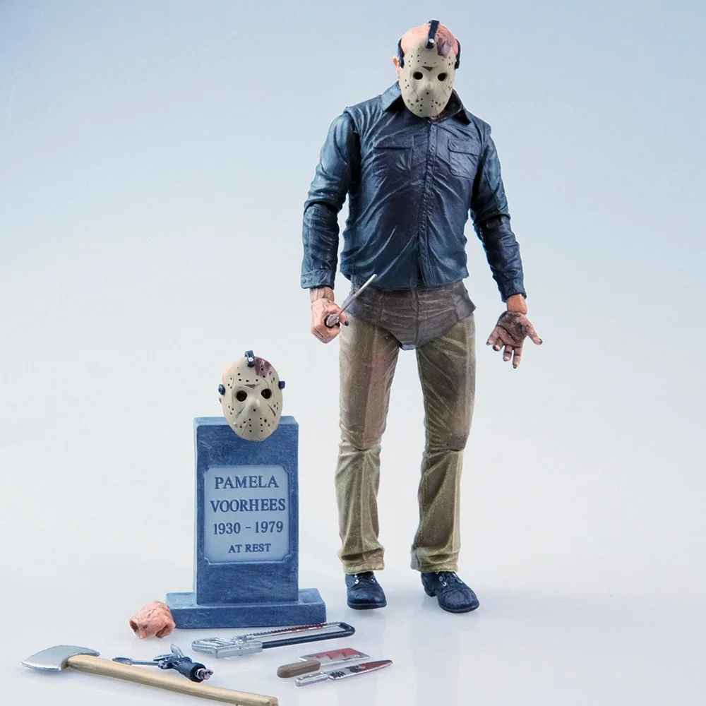 Friday the 13th Part 4: The Final Chapter Jason Voorhees Action Figure – NECA Ultimate 7-Inch Scale Horror Statue, Camp Crystal Lake Slasher Collectible with Pamela Voorhees Tombstone