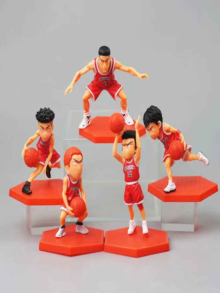 Slam Dunk Anime Figure Set - 5-Pc Shohoku Basketball Team Collection | Sakuragi, Rukawa, Akagi, Miyagi & Mitsui Mini Action Figures