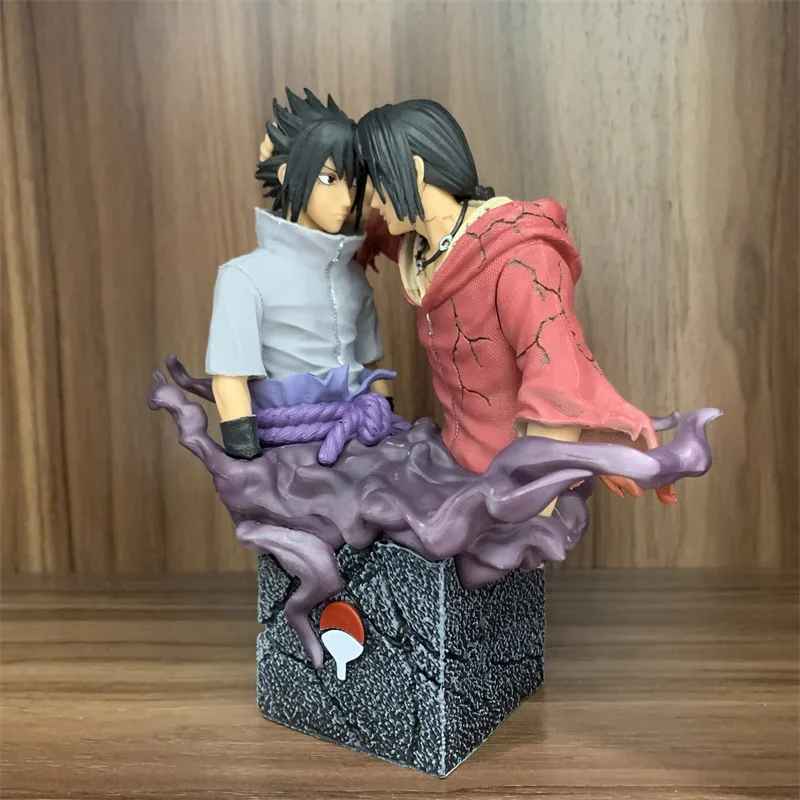 Sasuke & Itachi Uchiha Tribute Statue | Naruto Shippuden Brothers' Farewell Figure | Uchiha Crest Base | Geekzillaa