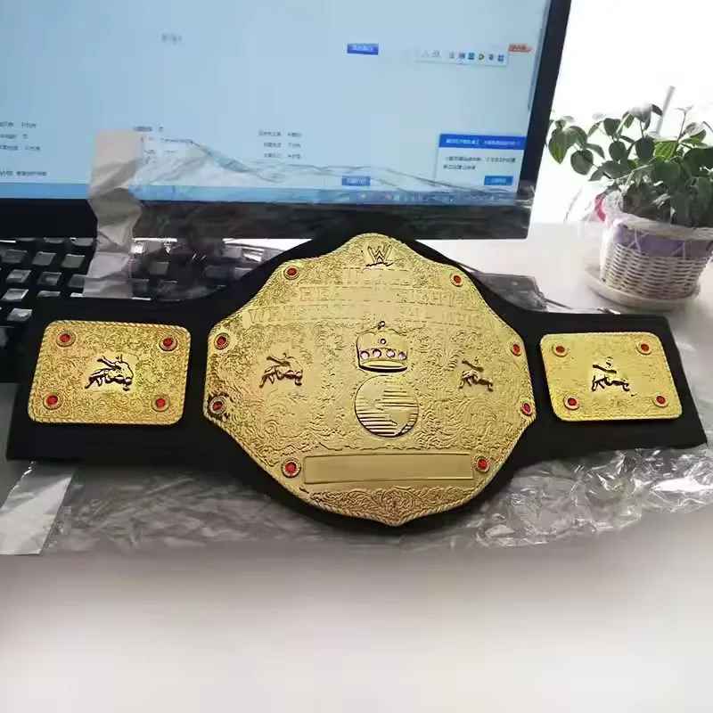 Premium Wrestling Championship Replica Belt – Full Size Gold Title Plate, Commemorative Pro Wrestling Fan Collectible