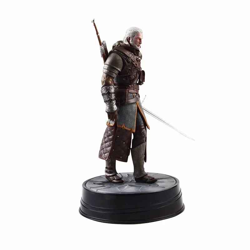 The Witcher 3: Wild Hunt Geralt of Rivia Action Figure – Grandmaster Ursine Armor 24cm Statue, White Wolf Collectible Figurine with Display Box