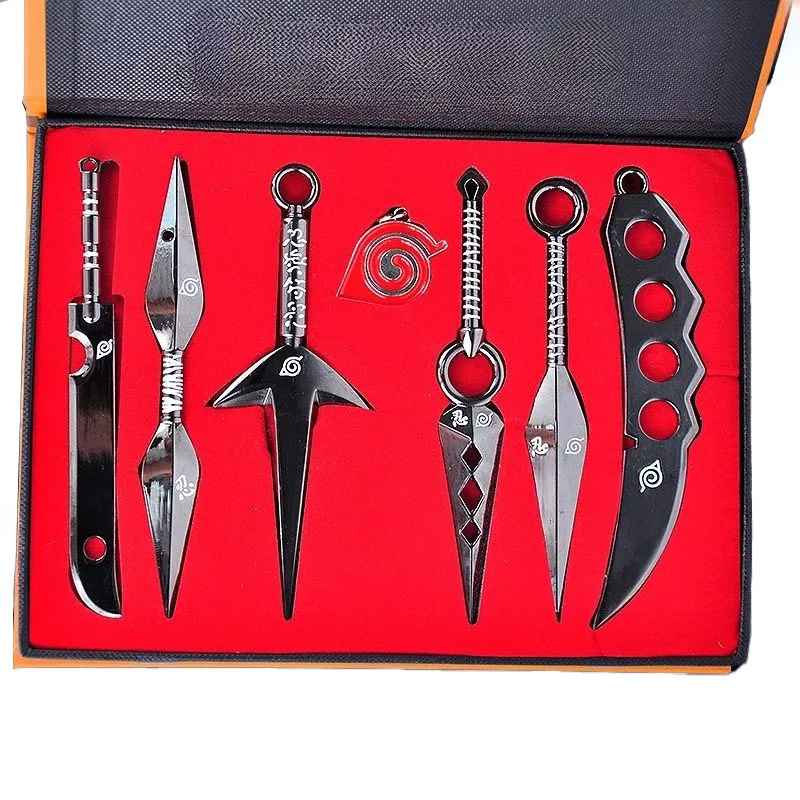 Naruto Uzumaki Sasuke Kakashi Shuriken Arms Kunai Ninja Metal Collectible Set
