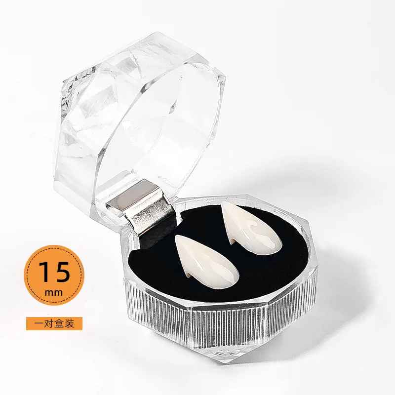 Realistic Vampire Fangs Kit – Custom 15mm & 19mm Cosplay Dracula Teeth Props with Storage Case, Professional Halloween Monster Costume Accessories