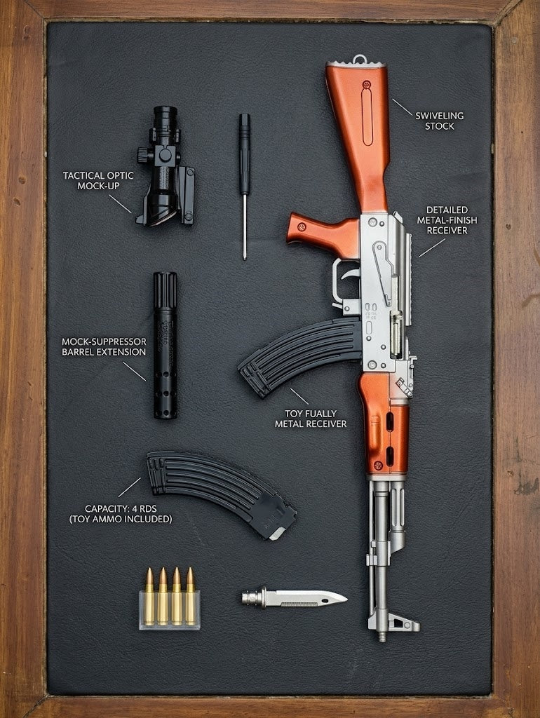 AK47 Assault Rifle Miniature Replica – Premium 1:6 Scale DIY Assembly Model Kit with Tactical Scopes