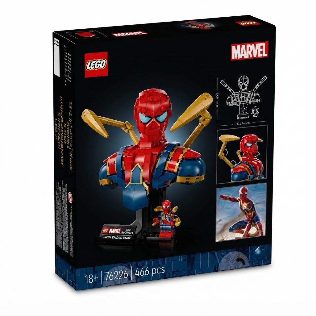 Marvel Iron Spider-Man Bust Building Set – Collector Super Hero Model (379 Pieces)