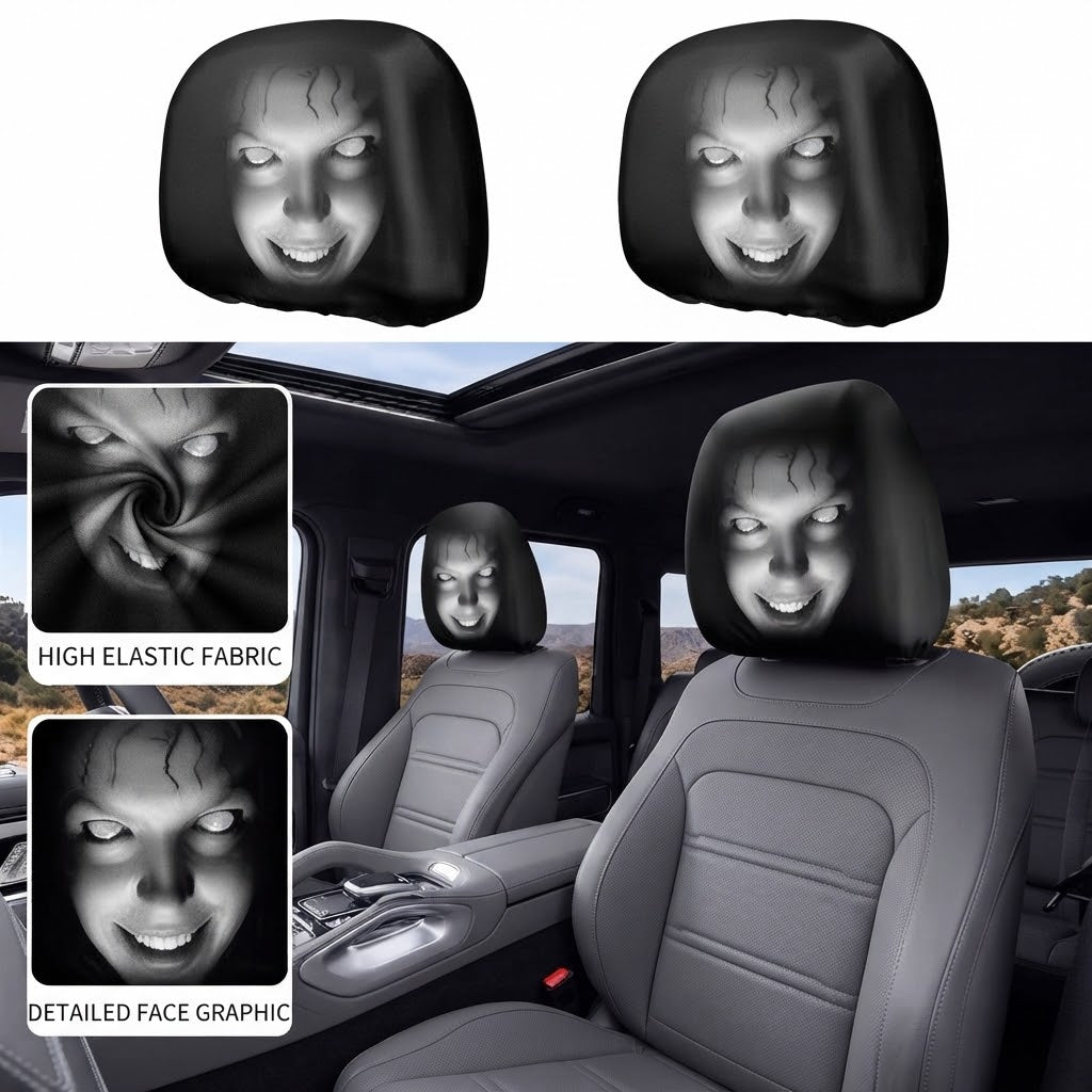 Spooky & Pop Culture Stretchable Car Headrest Cover Protectors - Choose Your Design