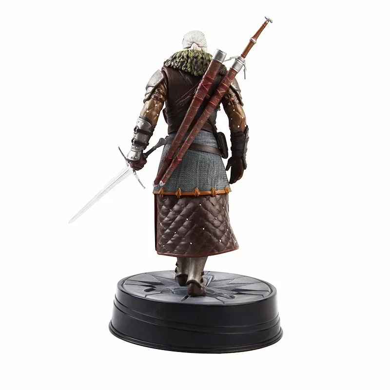 The Witcher 3: Wild Hunt Geralt of Rivia Action Figure – Grandmaster Ursine Armor 24cm Statue, White Wolf Collectible Figurine with Display Box