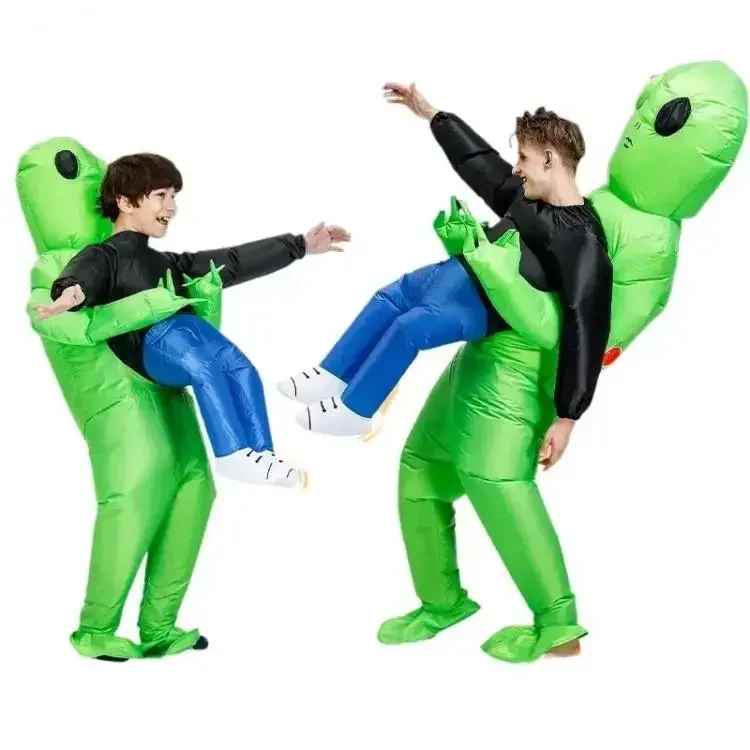 Funny Alien Abduction Inflatable Costume – Viral Green ET Blow Up Suit for Adults and Kids, Hilarious Halloween & Cosplay Party Outfit