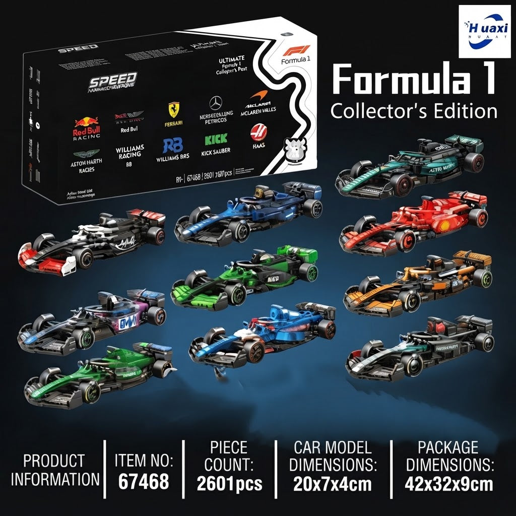 Formula 1 Ultimate Collector's Pack Building Set – 10 F1 Race Car Brick Models (2601 Pieces)