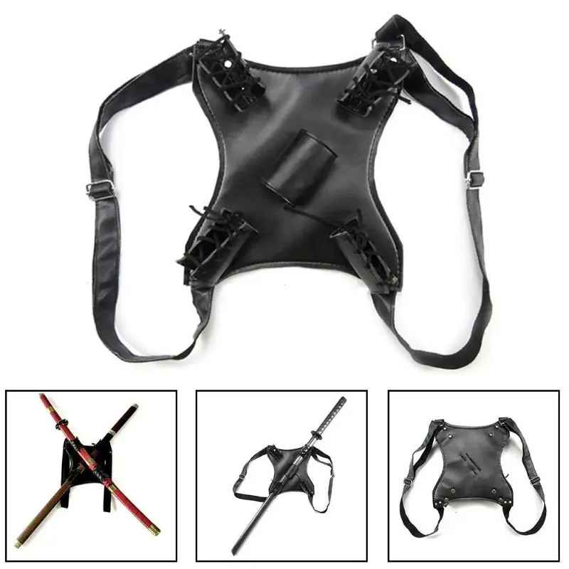 Multi-Sword Back Carrier Harness – Adjustable 5-Slot Katana Scabbard Holder for Cosplay