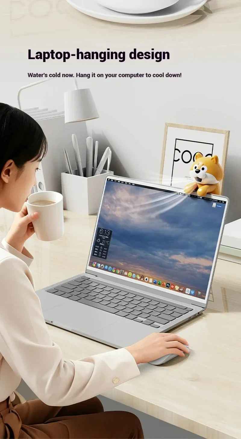 Cute Chibi Character Clip-On Food Cooling Fan – Portable Bowl-Hanging Mini Desk Fan for Hot Soups, Porridge, and Noodles
