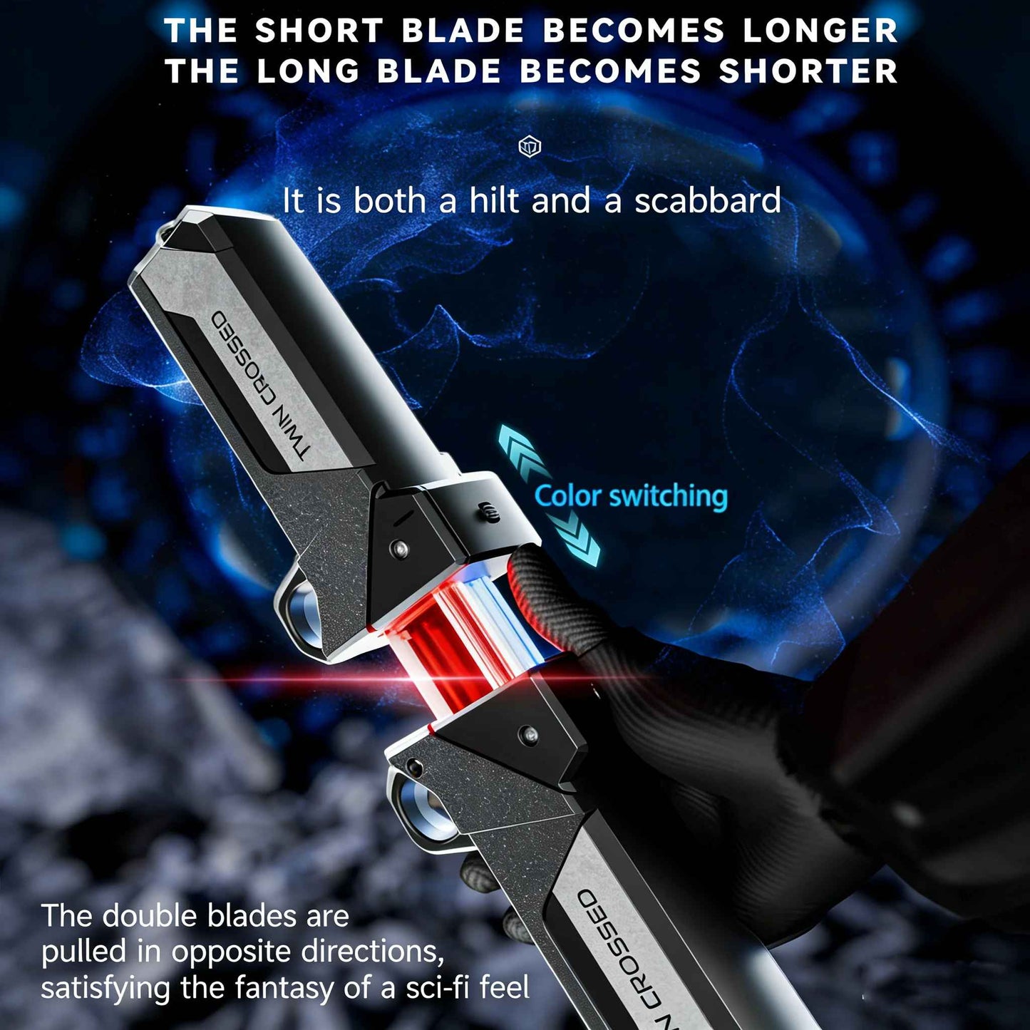 Cyberpunk "Twin Crossed" Futuristic Dual Tactical Blades – Neon LED Style Sci-Fi Cosplay Melee Weapon, Premium Replica Display Props (Set of 2 Variants)