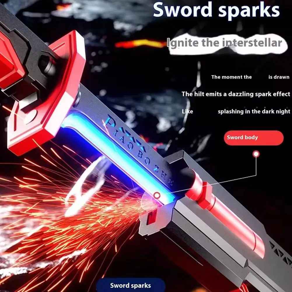 Cyberpunk "Piao Bo Zhe" Light-Up Sci-Fi Katana – Futuristic Sword replica with Interactive Draw-Spark, Smoke Effects & Color-Changing LED Display