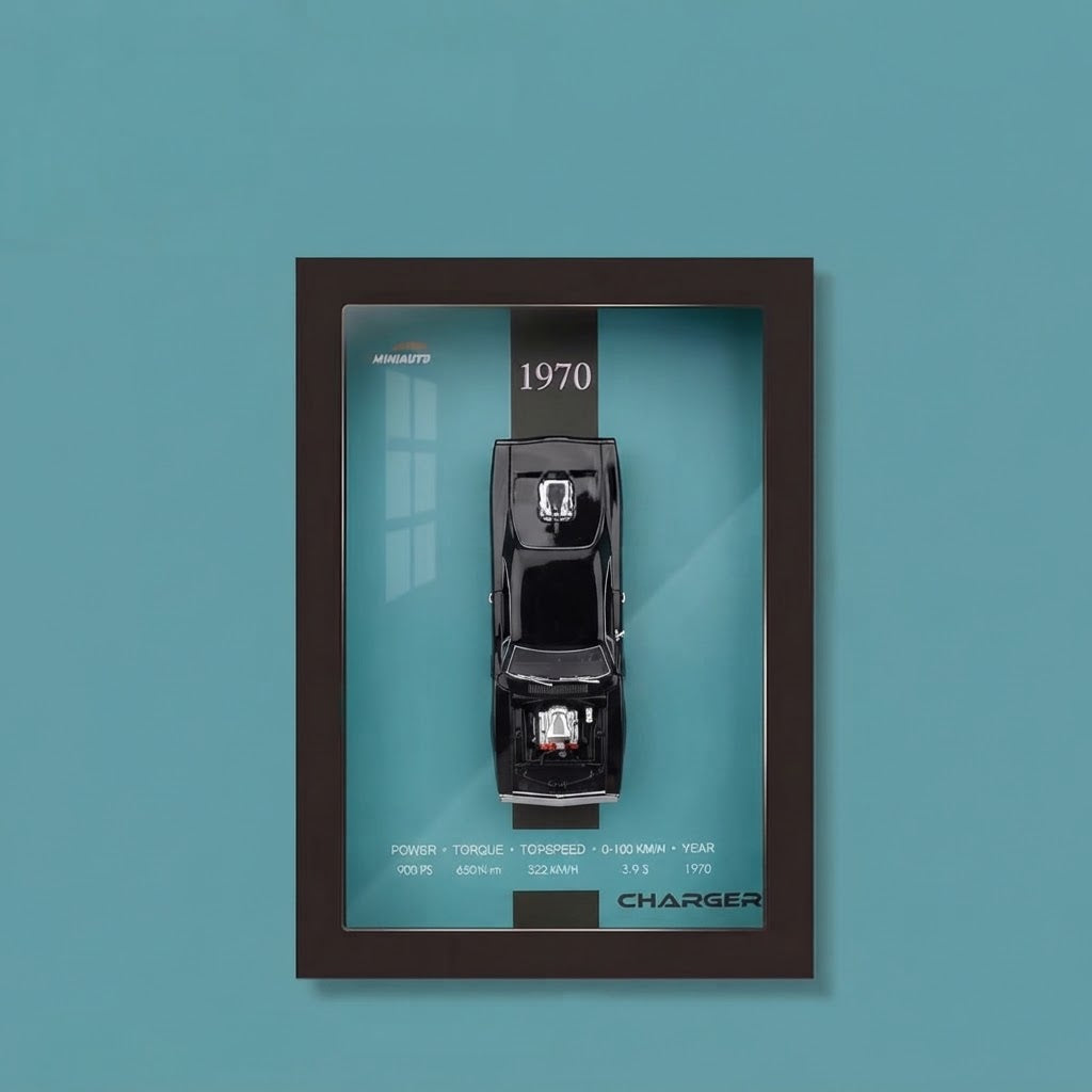Collectible Automotive Shadow Box Display: BMW M GTE & 1970 Dodge