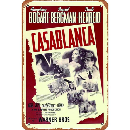 Casablanca Movie Poster Vintage Metal Sign