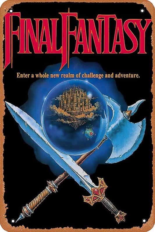 Retro Final Fantasy NES Style Metal Sign – Premium Classic RPG Video Game Metal Poster Wall Art