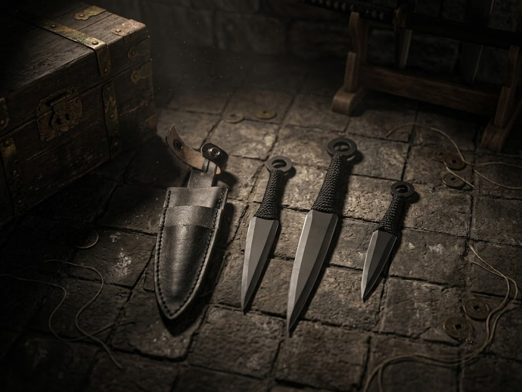Tactical Ninja Kunai Throwing Knife Set – Premium 3-Piece Multi-Size Steel Throwers with Sheath | Geekzilla