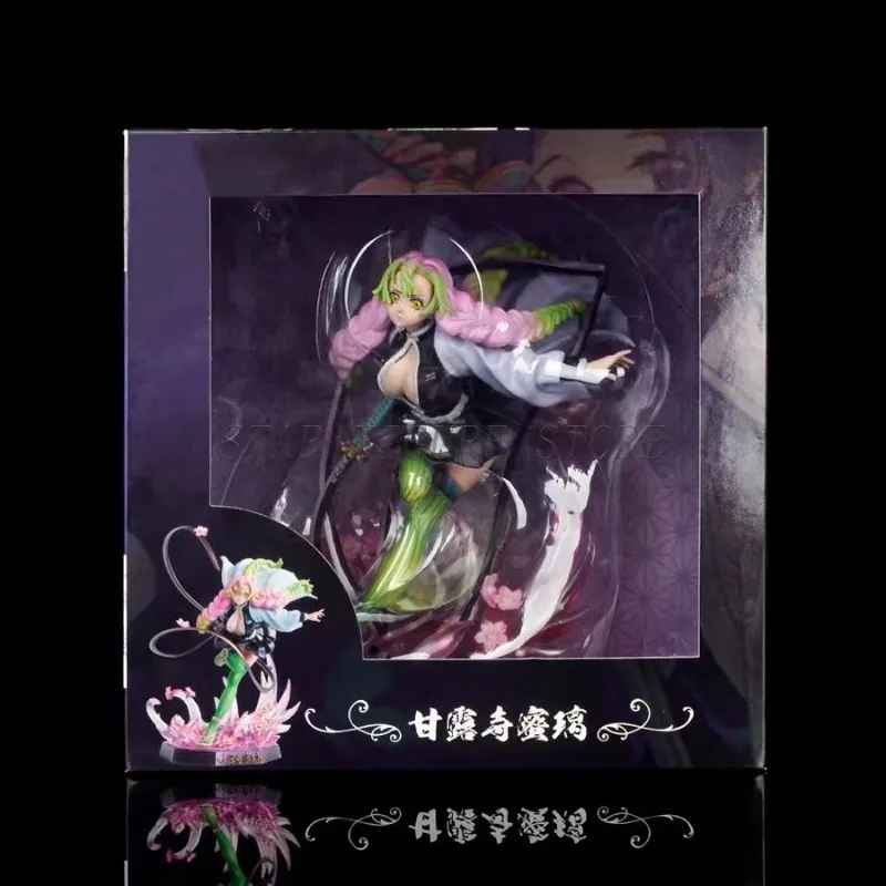 Demon Slayer Mitsuri Kanroji Action Figure – Premium Love Hashira Battle Diorama Statue with Ribbon Nichirin Sword, Sakura Effect Base Figurine