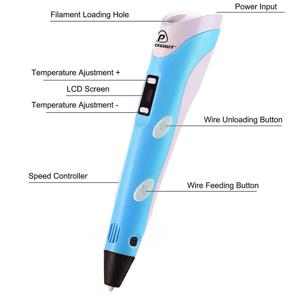 3D Pen-2 Professional 3D Printing Doodling Pen – Creative Art & Modeling Tool with LCD Screen | Geekzilla
