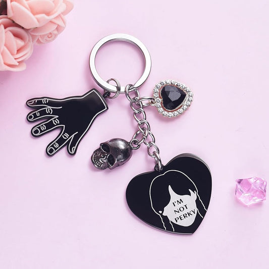 Wednesday Addams "Thing" & Gothic Heart Premium Multi-Charm Keychain