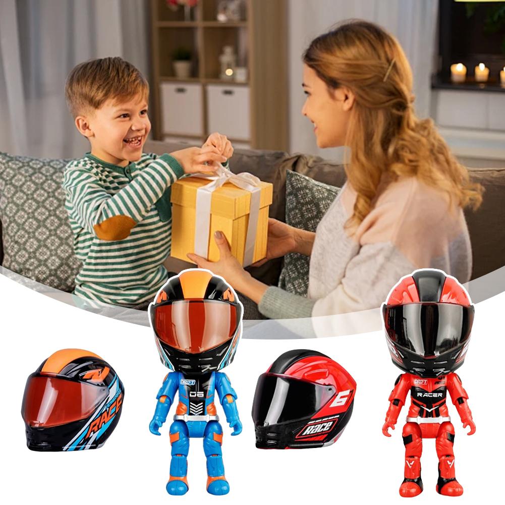 Moto Rider Q-Spec Action Figure – Simulated Helmet Racing Doll Model | Geekzilla