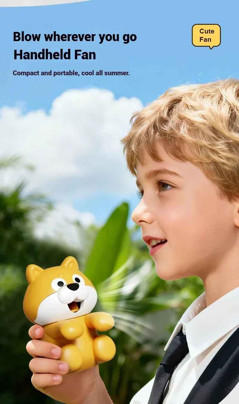 Cute Chibi Character Clip-On Food Cooling Fan – Portable Bowl-Hanging Mini Desk Fan for Hot Soups, Porridge, and Noodles