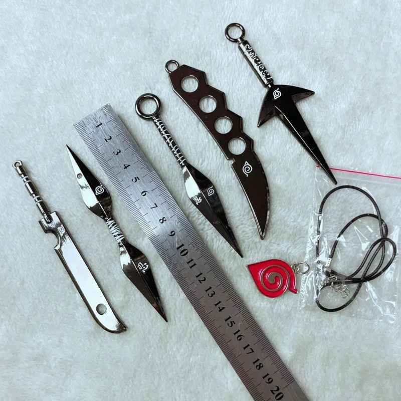 Naruto Uzumaki Sasuke Kakashi Shuriken Arms Kunai Ninja Metal Collectible Set
