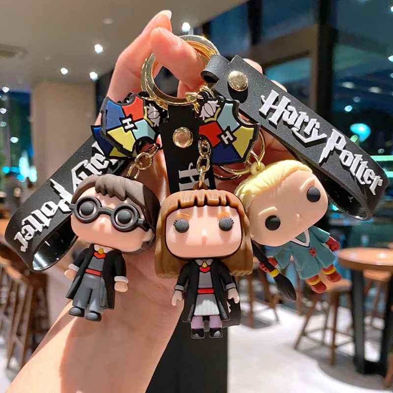 Harry Potter Keychain Set – Harry, Ron & Hermione Mini Figure Key Rings for Fans & Gifts