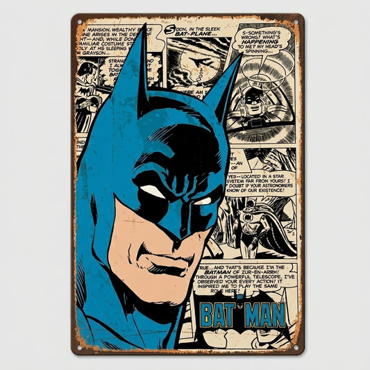 Vintage Batman Comic Panel Metal Sign – Premium Retro DC Comics Wall Art
