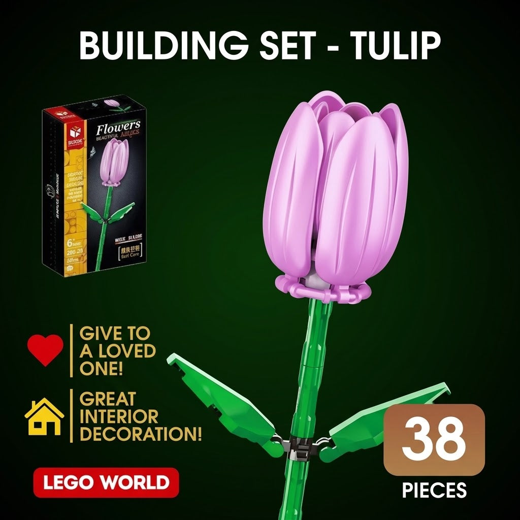 Botanical Flower Building Blocks Set – DIY Brick Plant Variants (Lily, Daisy, Tulip, Sunflower)