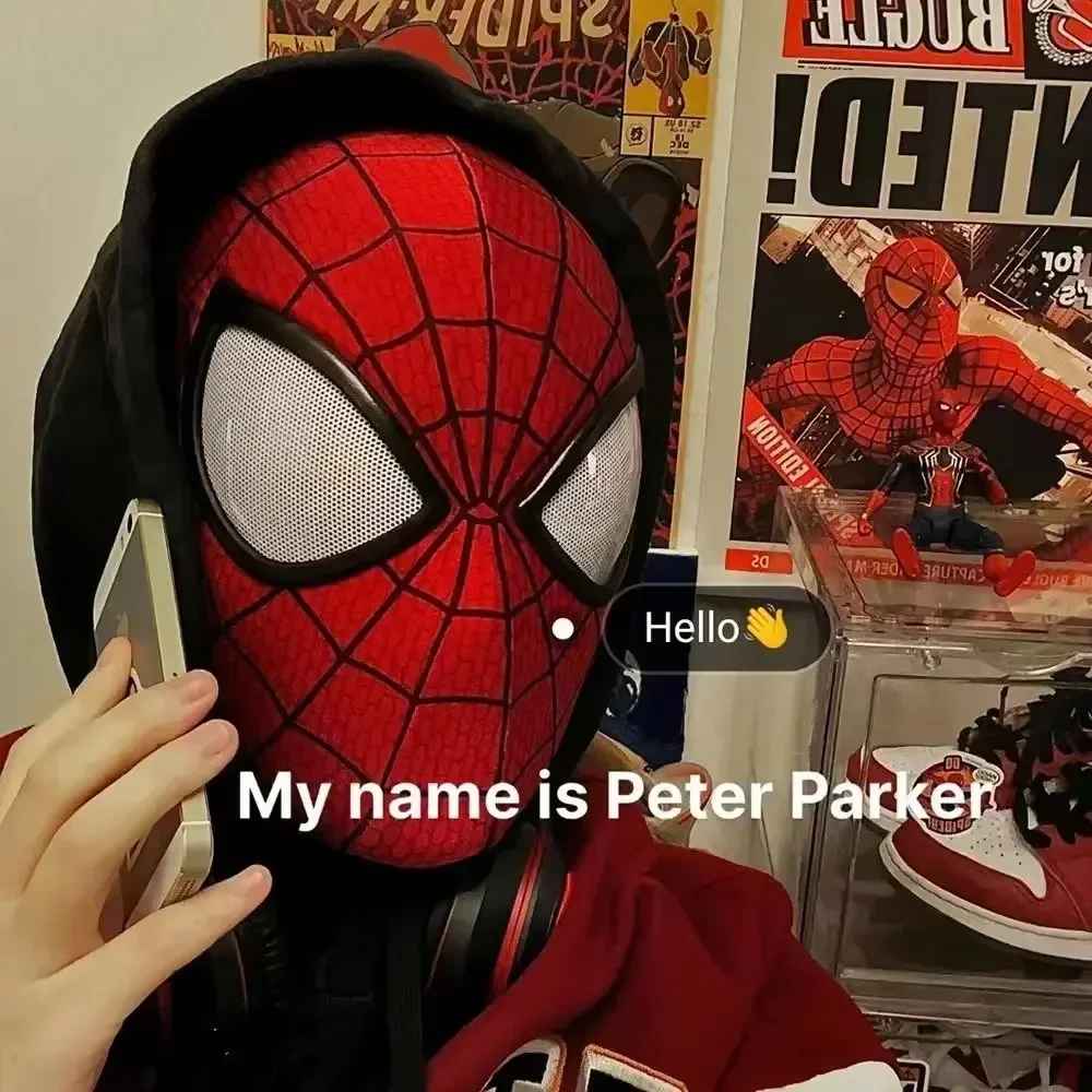 Spider Man Cosplay Head Mask – 1:1 Scale (Life-Size) with Moving Eyes – Electronic & Manual Versions