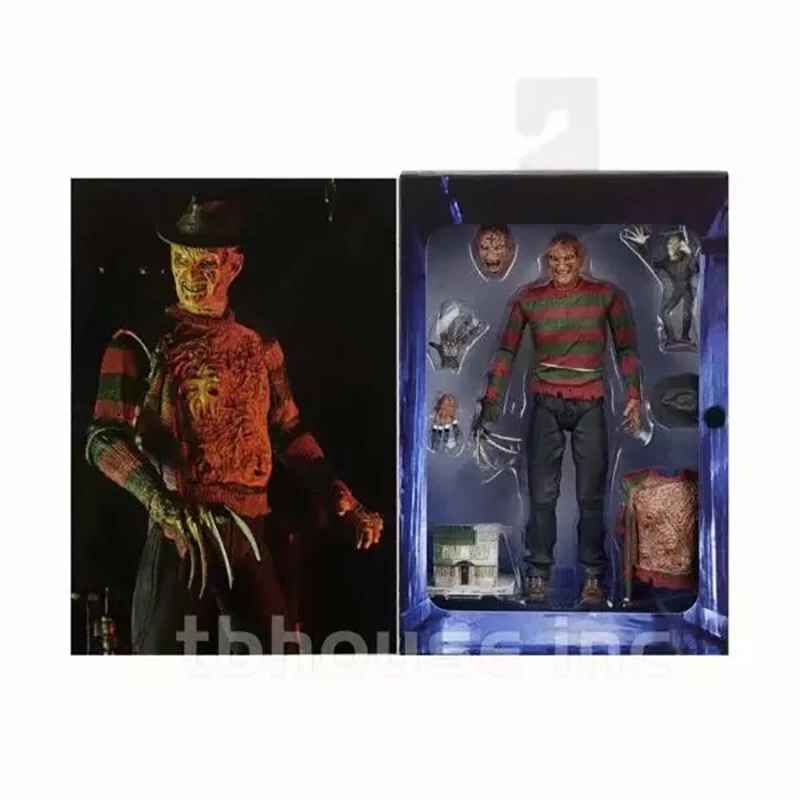 Freddy Krueger Action Figure - A Nightmare on Elm Street 3: Dream Warriors Ultimate Edition | 7" Horror Collectible with Elm Street House Miniature