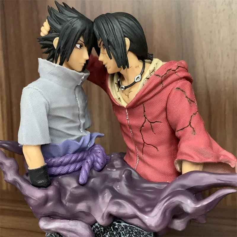 Sasuke & Itachi Uchiha Tribute Statue | Naruto Shippuden Brothers' Farewell Figure | Uchiha Crest Base | Geekzillaa