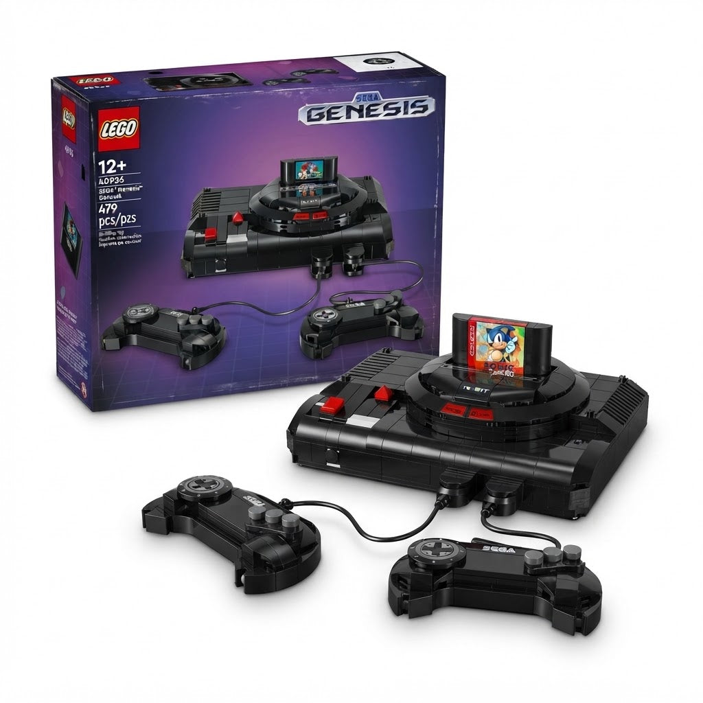 SEGA Genesis Console Building Set – Retro Brick Model with Controllers (479 Pieces)