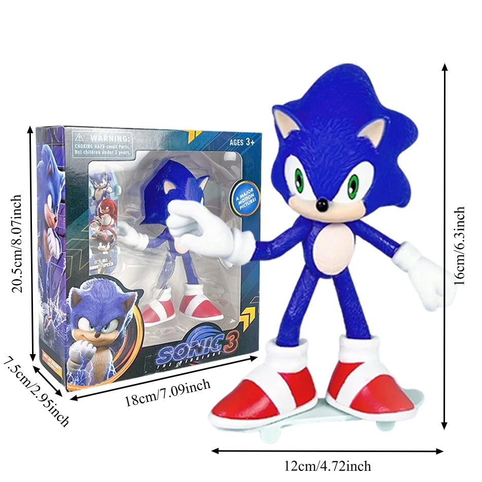 Sonic The Hedgehog 3 Skateboard Figure – Collectible Anime Action Statue (Sonic, Tails, Knuckles)