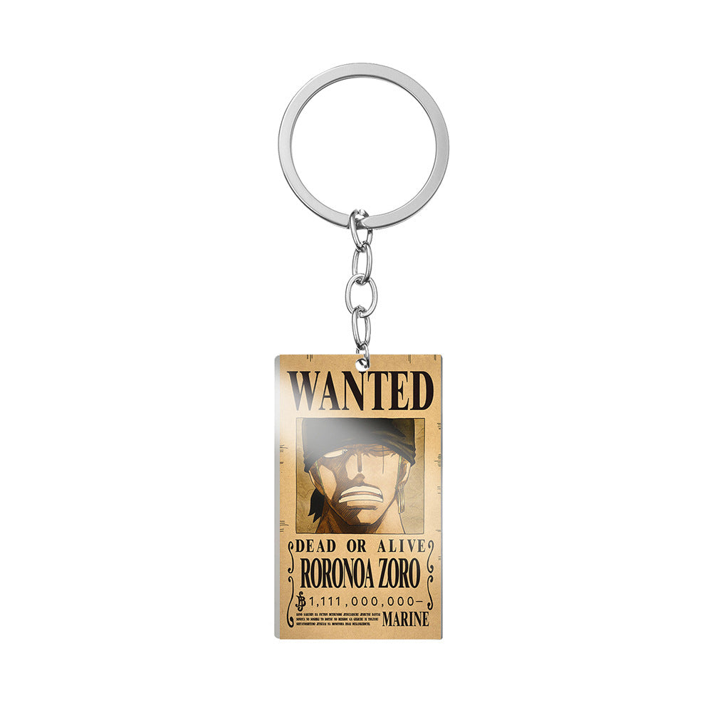 ONE PIECE "RORONOA ZORO" WANTED POSTER ACRYLIC KEYCHAIN