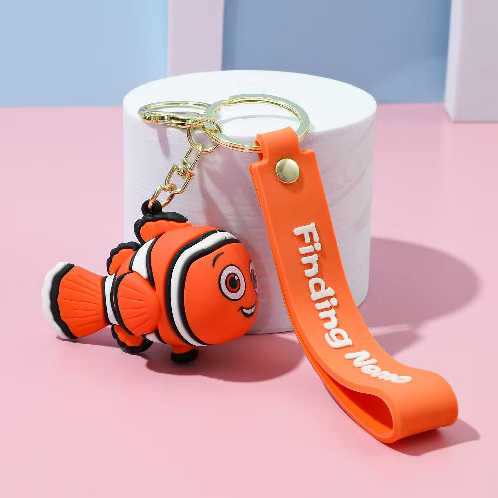 Disney Finding Nemo 3D Keychain – Premium Clownfish Chibi Keyring with Wrist Strap