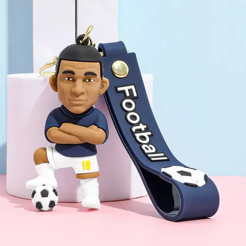 Kylian Mbappe 3D Keychain – Premium Football Star Figure Keyring with Wrist Strap
