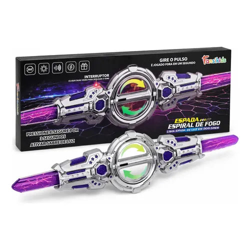 360° Rotating Double-Bladed LED Light & Sound Toy Sword – Futuristic Sci-Fi Weapon | Geekzilla