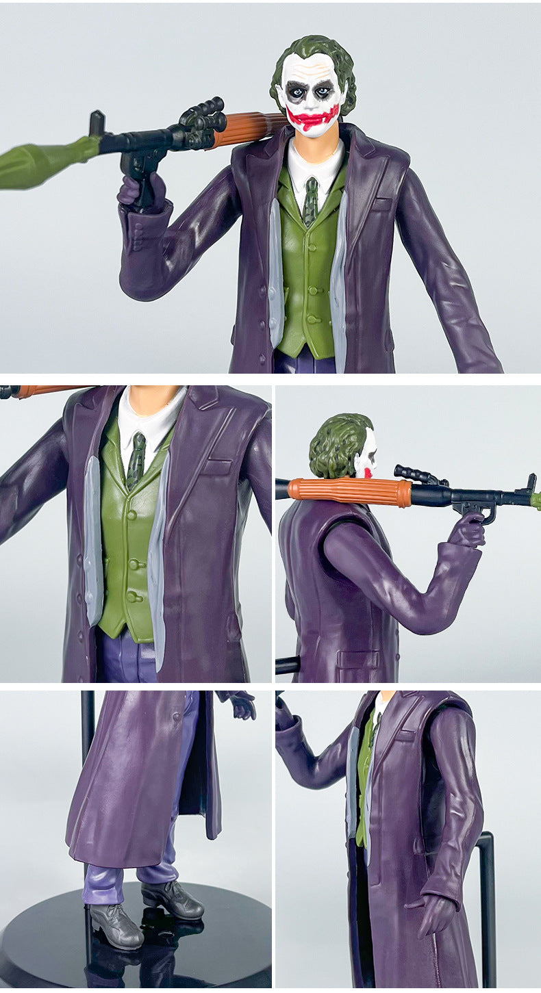 The Dark Knight The Joker Action Figure – 20cm Heath Ledger Joker Statue with RPG, Purple Trench Coat Collectible Figurine with Box