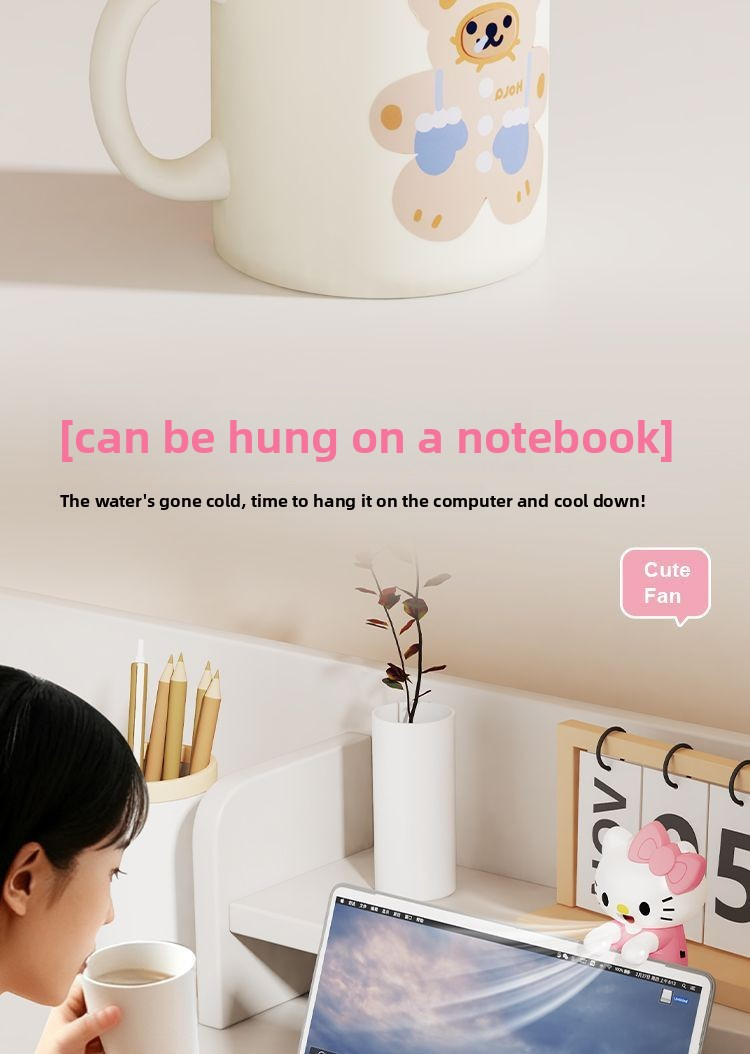 Cute Chibi Character Clip-On Food Cooling Fan – Portable Bowl-Hanging Mini Desk Fan for Hot Soups, Porridge, and Noodles