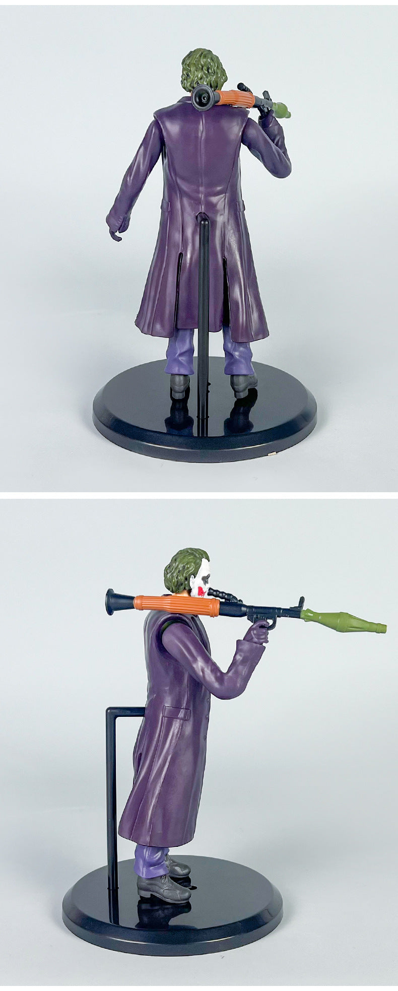 The Dark Knight The Joker Action Figure – 20cm Heath Ledger Joker Statue with RPG, Purple Trench Coat Collectible Figurine with Box